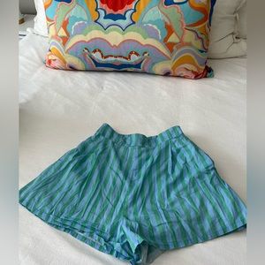 We Wore What Blue striped shorts